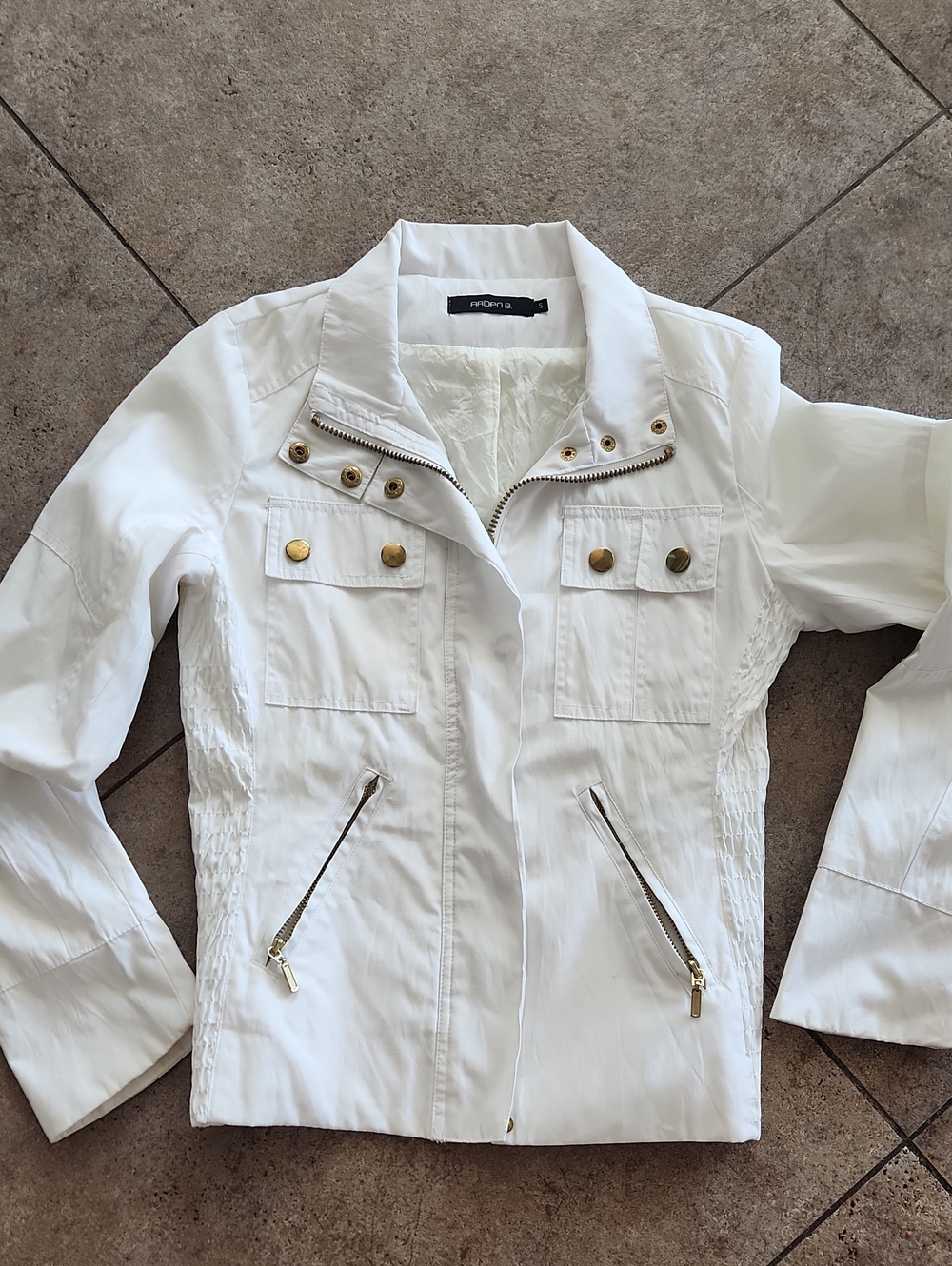 Arden B White Utility Jacket with Gold Hardware